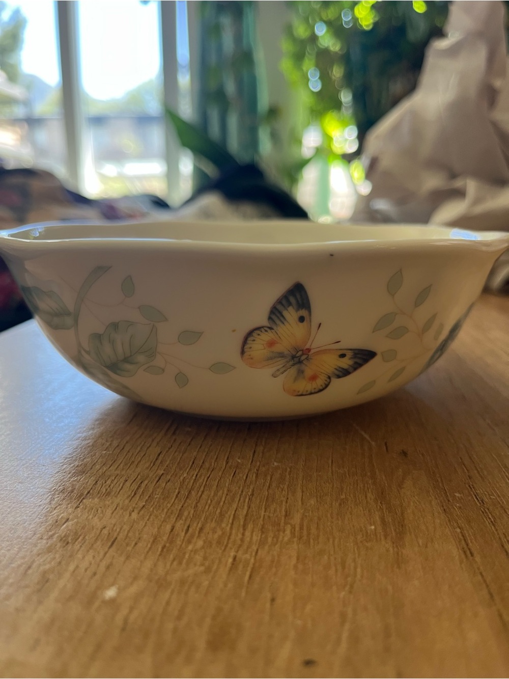 Lenox Butterfly Porcelain Bowl - White, Yellow, Green